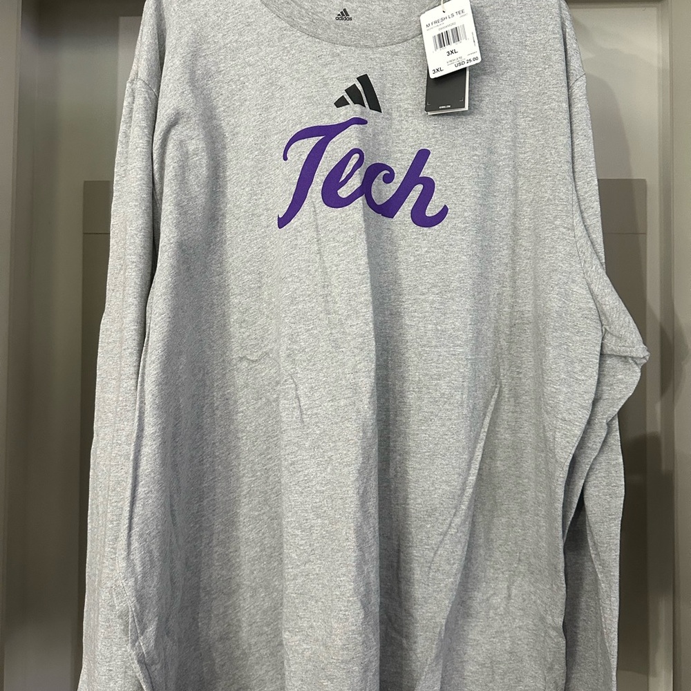Adidas Gray Long Sleeve with Purple Tech Logo